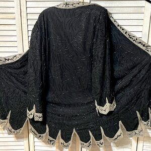 LAST CHANCE🛑 Vintage 80s 90s FRINGE Heavily Beaded Silk Evening Formal Jacket
